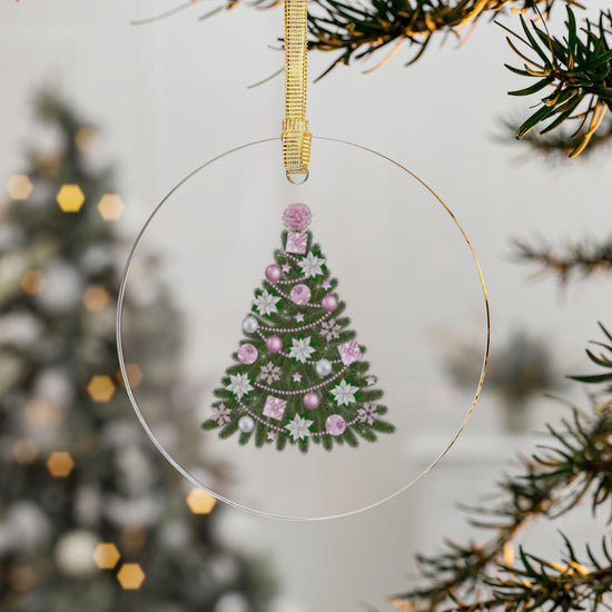 Acrylic Ornaments, Pink Xmas Tree Decor, Minimalist Holiday Ornament, Classy Acrylic Bauble, Simple Tree Design, Christmas Decoration