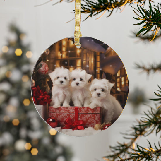 Adorable Maltese Puppy Acrylic Ornaments - Multipack Christmas Tree Decorations | Holiday Decor & Gifts