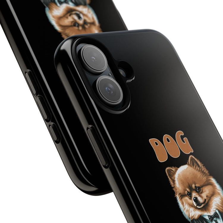 Phone Case, Tough Cases for Dog Mommy, Animal Print Design, Black Cover, Dog Owner Gift. Strong Sturdy iPhone Case with Text