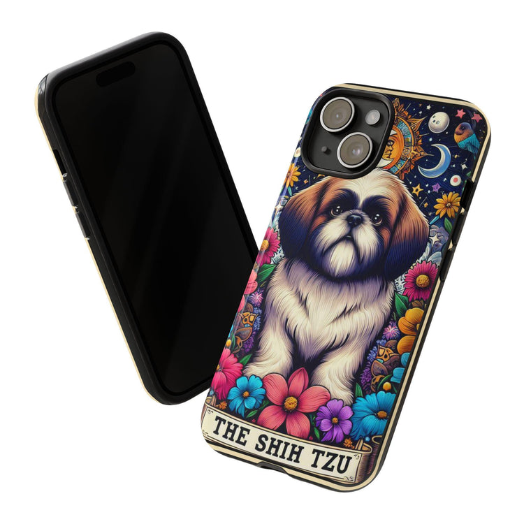 Tough Cases, Shih Tzu Celestial Tarot Card iPhone 16/15 Cover, Dog Pet Design, Protective Phone Accessories, Unique Gifts, Phone Shell