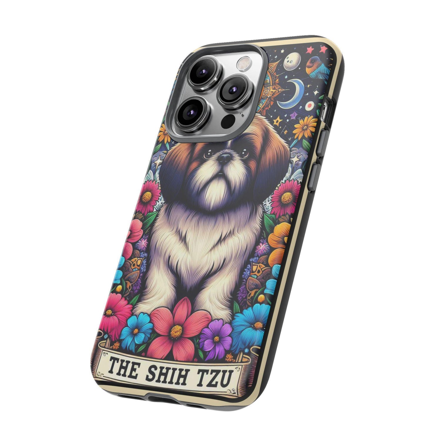 Tough Cases, Shih Tzu Celestial Tarot Card iPhone 16/15 Cover, Dog Pet Design, Protective Phone Accessories, Unique Gifts, Phone Shell