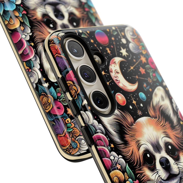 Tough Cases, Samsung Galaxy Phone Case, Android Everyday phone cover, Chihuahua pet portrait, colorful dog print, customized personal gift