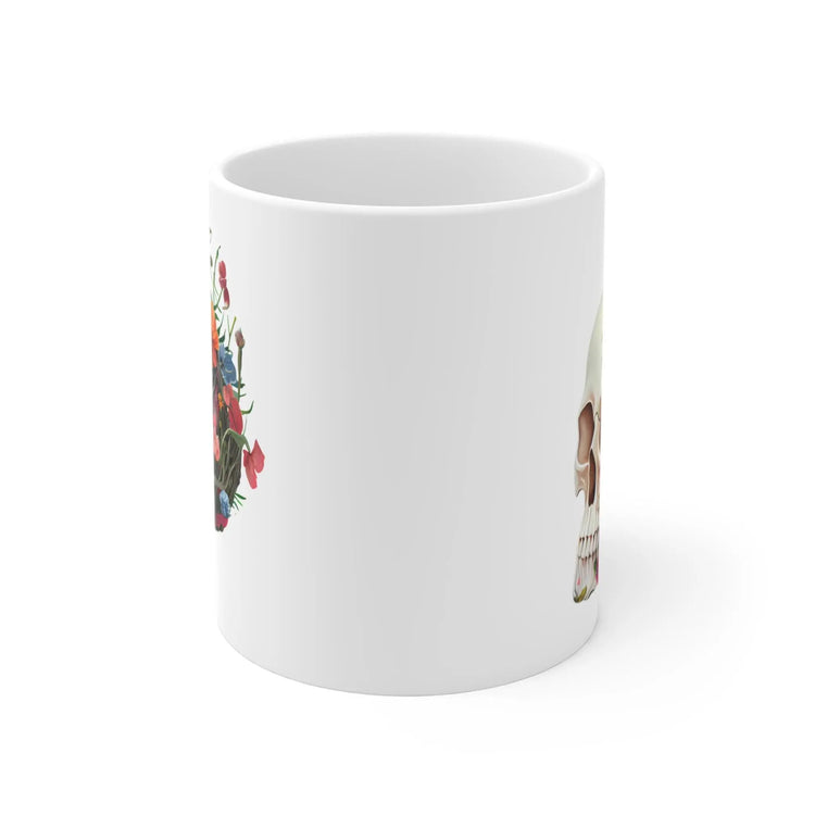 Floral Skull Mug - Artistic Coffee Cup for Floral Lovers, Unique Gift, Home Décor, Halloween Decoration, Custom Drinkware The Aurora Touch
