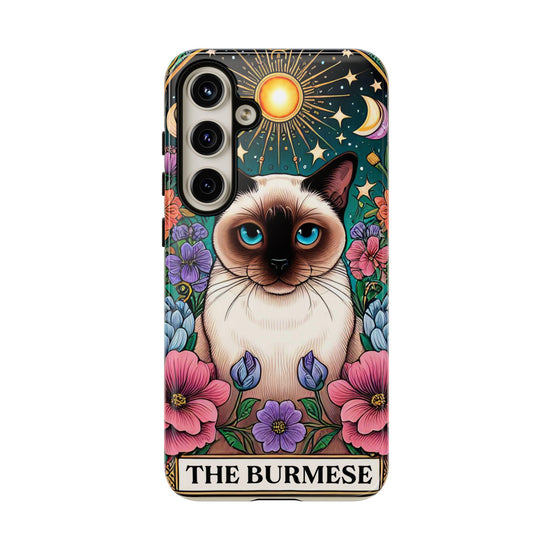 Animal Print Samsung Galaxy Tough Case, Burmese Cat Portrait Phone Cover, Kitty Tarot Card, Phone Accessories, Custom Phone Cases