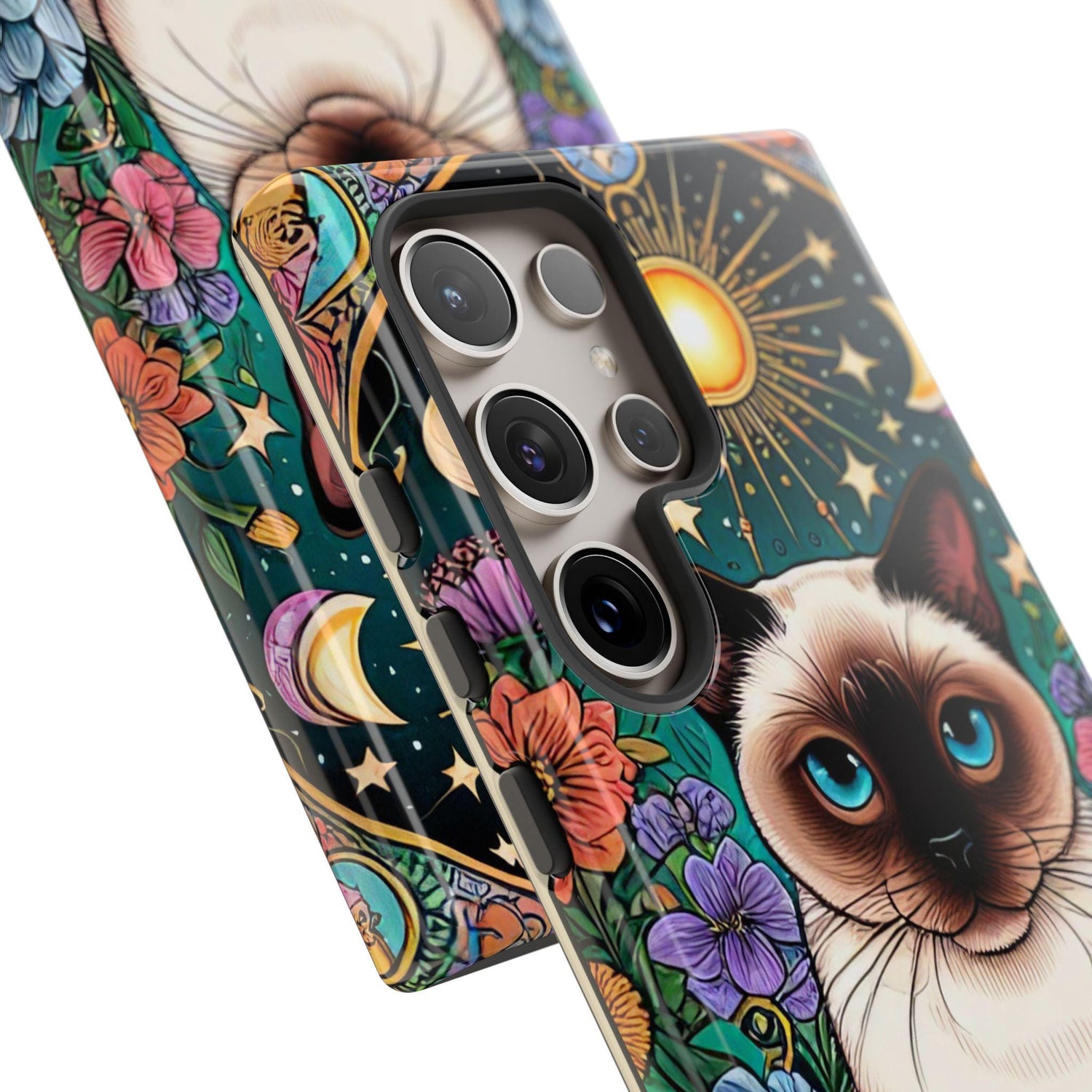 Animal Print Samsung Galaxy Tough Case, Burmese Cat Portrait Phone Cover, Kitty Tarot Card, Phone Accessories, Custom Phone Cases