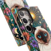 Animal Print Samsung Galaxy Tough Case, Burmese Cat Portrait Phone Cover, Kitty Tarot Card, Phone Accessories, Custom Phone Cases
