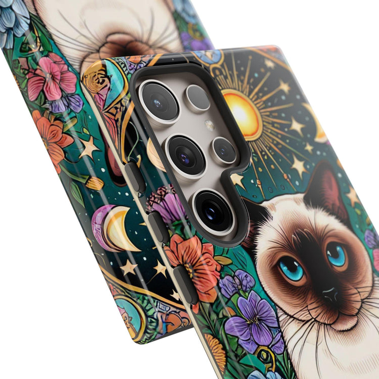 Animal Print Samsung Galaxy Tough Case, Burmese Cat Portrait Phone Cover, Kitty Tarot Card, Phone Accessories, Custom Phone Cases