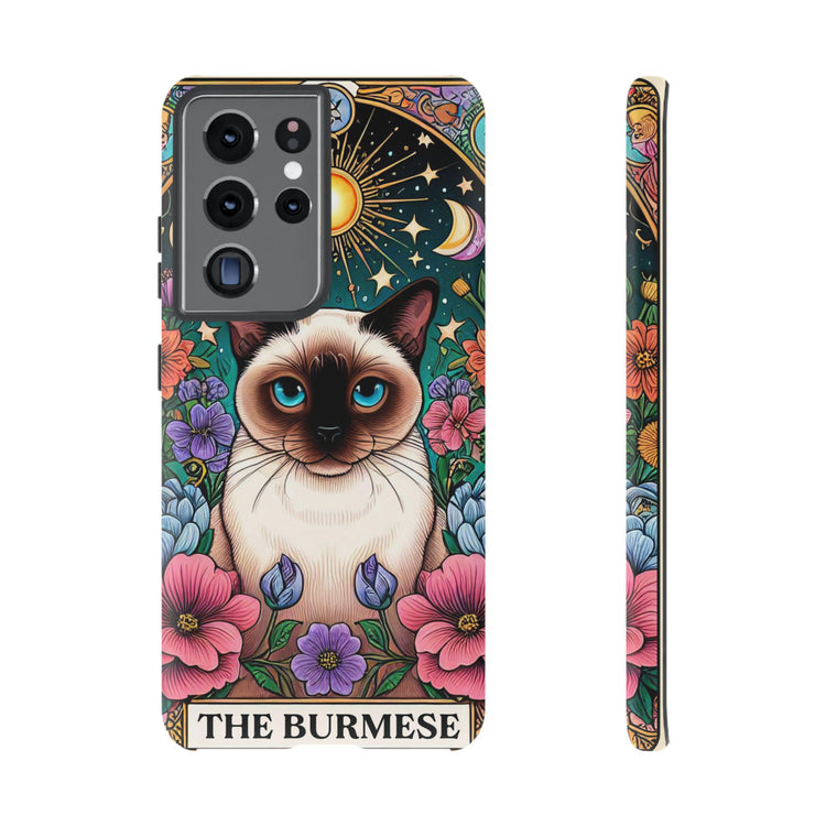 Animal Print Samsung Galaxy Tough Case, Burmese Cat Portrait Phone Cover, Kitty Tarot Card, Phone Accessories, Custom Phone Cases