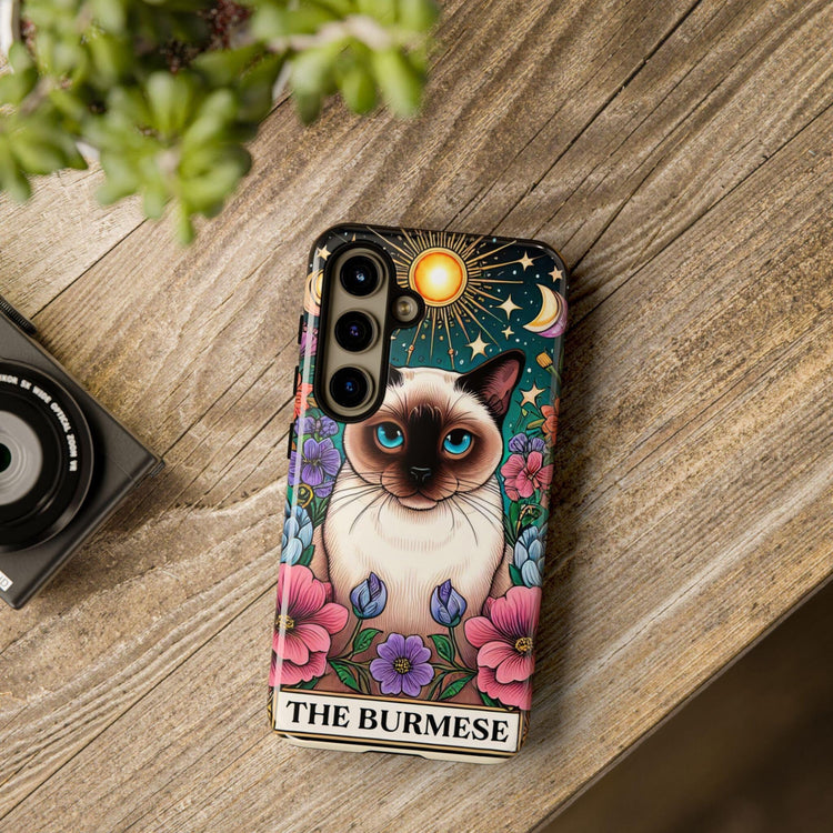 Animal Print Samsung Galaxy Tough Case, Burmese Cat Portrait Phone Cover, Kitty Tarot Card, Phone Accessories, Custom Phone Cases