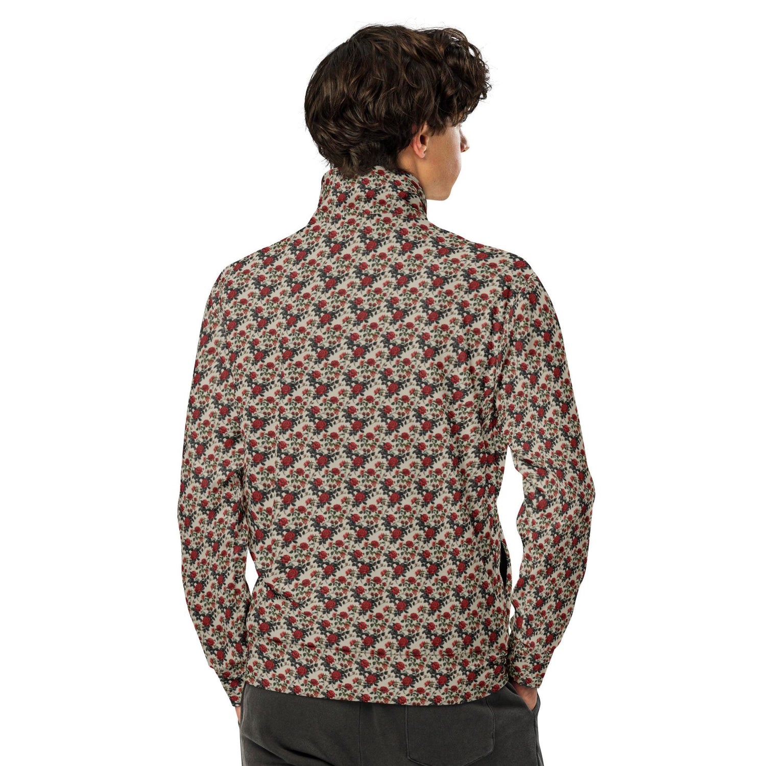Unisex All-Over Print Rose Pattern Track Jacket - Stylish Casual Wear for All Occasions