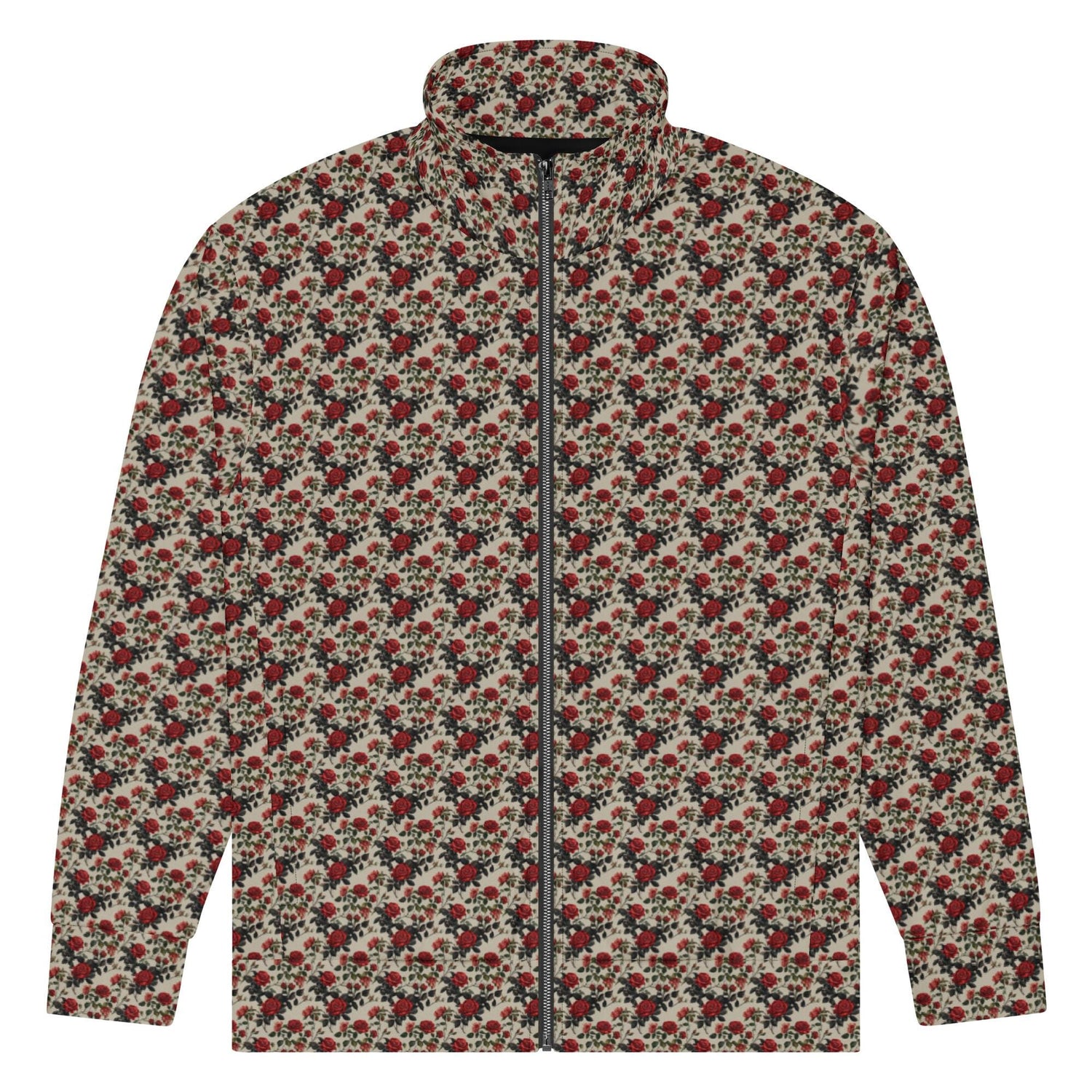 Unisex All-Over Print Rose Pattern Track Jacket - Stylish Casual Wear for All Occasions