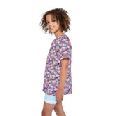 Kids Sports Jersey, Fun Floral Pattern T-Shirt for Young Athletes, Perfect for Birthdays, Sports Events, or Casual Outings