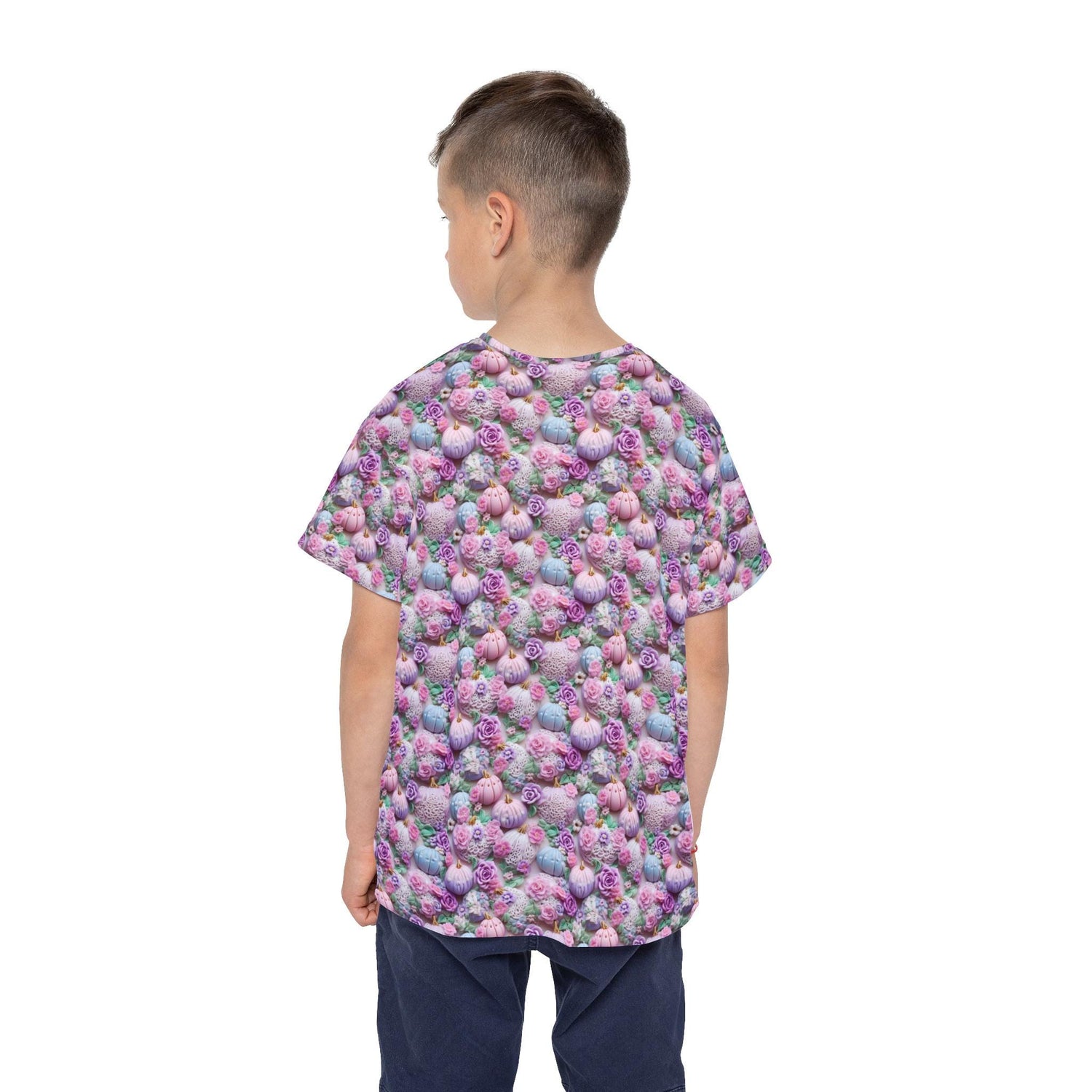 Kids Sports Jersey, Fun Floral Pattern T-Shirt for Young Athletes, Perfect for Birthdays, Sports Events, or Casual Outings