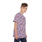 Kids Sports Jersey, Fun Floral Pattern T-Shirt for Young Athletes, Perfect for Birthdays, Sports Events, or Casual Outings