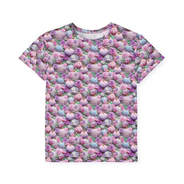 Kids Sports Jersey, Fun Floral Pattern T-Shirt for Young Athletes, Perfect for Birthdays, Sports Events, or Casual Outings