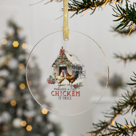 Handcrafted Acrylic Ornaments - Country Christmas Decor - Farmhouse Rooster Designs - Unique Holiday Tree Ornaments
