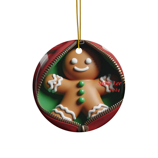 Adorno de cerámica personalizado de hombrecito de jengibre, decoración navideña, adorno para árbol de Navidad, regalo único, recuerdo familiar, adornos personalizados