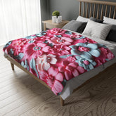 Floral Microfiber Two- Sided Blanket, Cozy Home Decor, Soft Pet Blanket, Chic Gift for Her, Spring Vibes, Garden Lover&