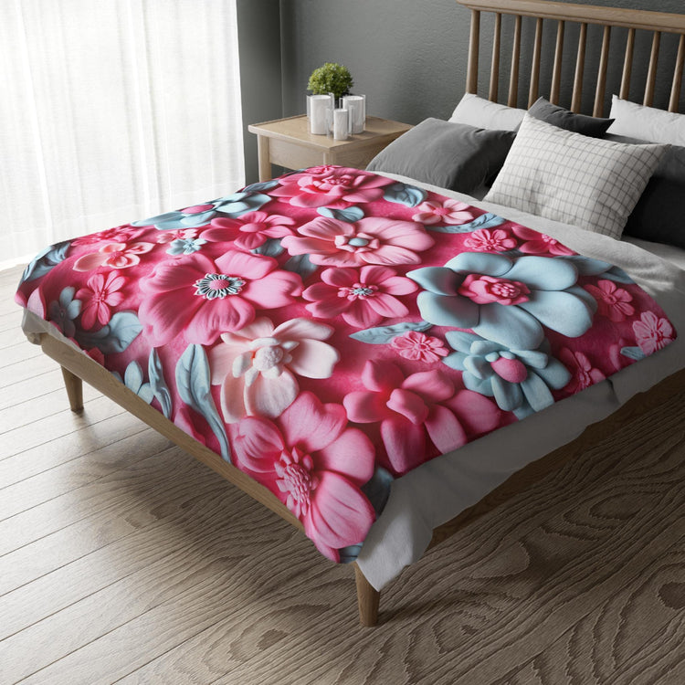 Floral Microfiber Two- Sided Blanket, Cozy Home Decor, Soft Pet Blanket, Chic Gift for Her, Spring Vibes, Garden Lover&