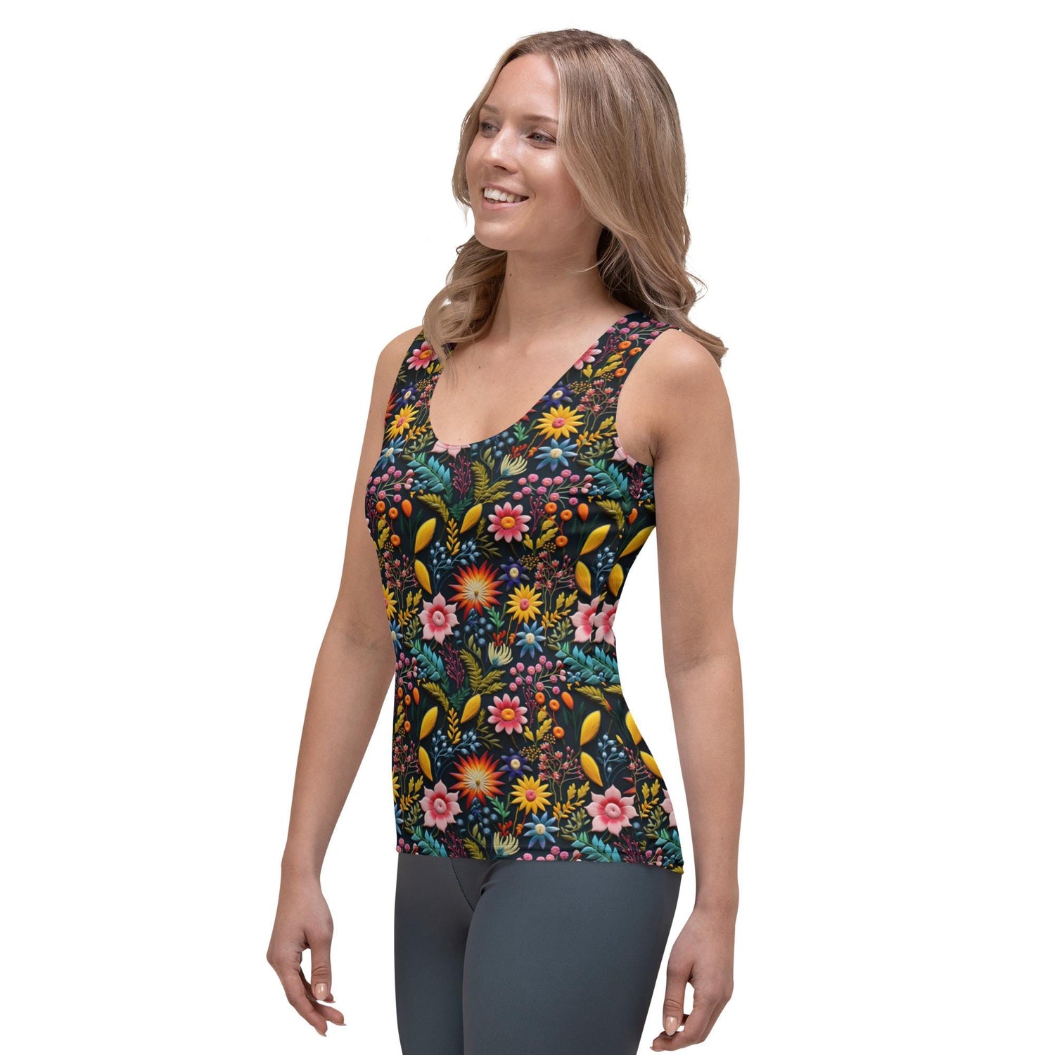 Floral Pattern Sublimation Cut & Sew Tank Top - Custom Female Apparel