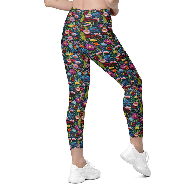 High-Waisted Fall All-Over Print Pocket Leggings | Eco-Friendly Semi-Compression Workout & Casual Wear