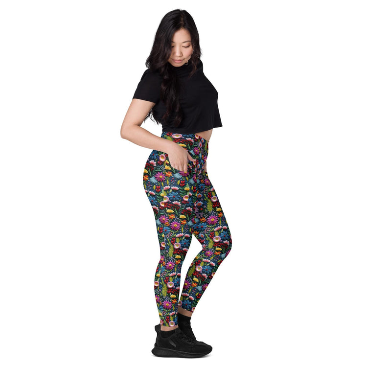 High-Waisted Fall All-Over Print Pocket Leggings | Eco-Friendly Semi-Compression Workout & Casual Wear