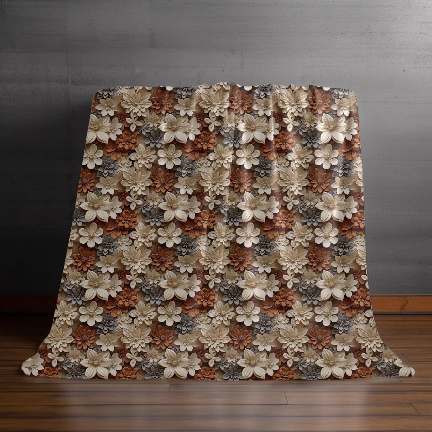 Stylish Fall Floral Throw Blanket | Cozy Fleece for Couch, Bedroom, and Playroom | Trendy Autumn Decor