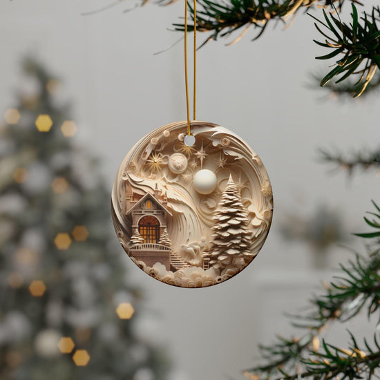 Whimsical Double-Sided Ceramic Ornaments - A Cozy Winter Wonderland, Tree Decorations, Holiday Gifts, Home Decor, Christmas Ornaments