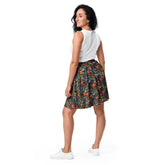 Vibrant All-Over 3D Threaded Floral Print Skater Skirt | Feminine Summer Style | Customizable Sizes