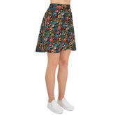 Vibrant All-Over 3D Threaded Floral Print Skater Skirt | Feminine Summer Style | Customizable Sizes