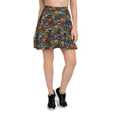 Vibrant All-Over 3D Threaded Floral Print Skater Skirt | Feminine Summer Style | Customizable Sizes