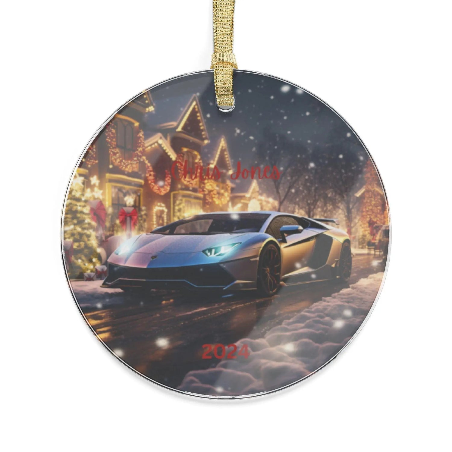 Silver Lamborghini Acrylic Ornament - Personalized Fancy Xmas Tree Decoration, Gift for Car Lovers, Custom Ornament, Holiday Decor, Luxury The Aurora Touch