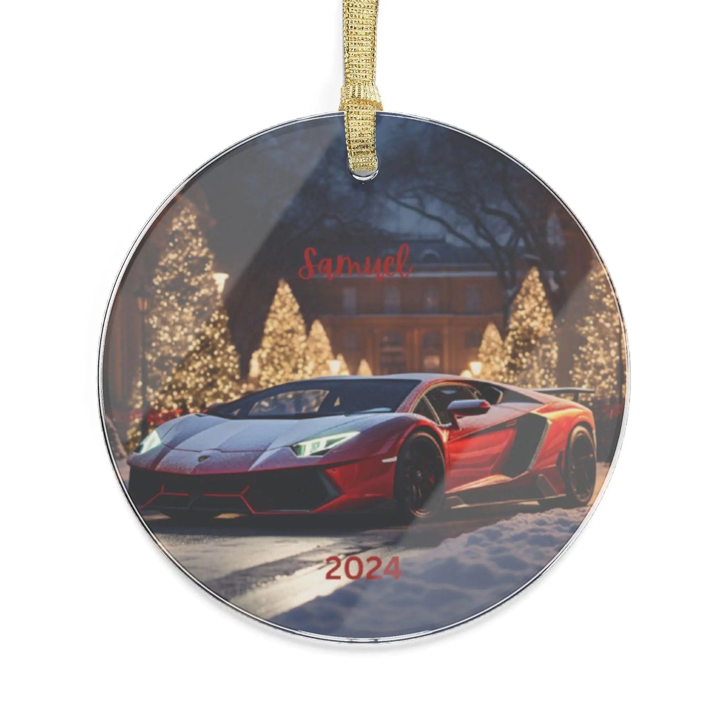 Acrylic Ornaments, Red Lamborghini, Personalized Ornament, Designer gift, Holiday Decor, Xmas gift, Tree Decor, Christmas Ornament, Custom The Aurora Touch