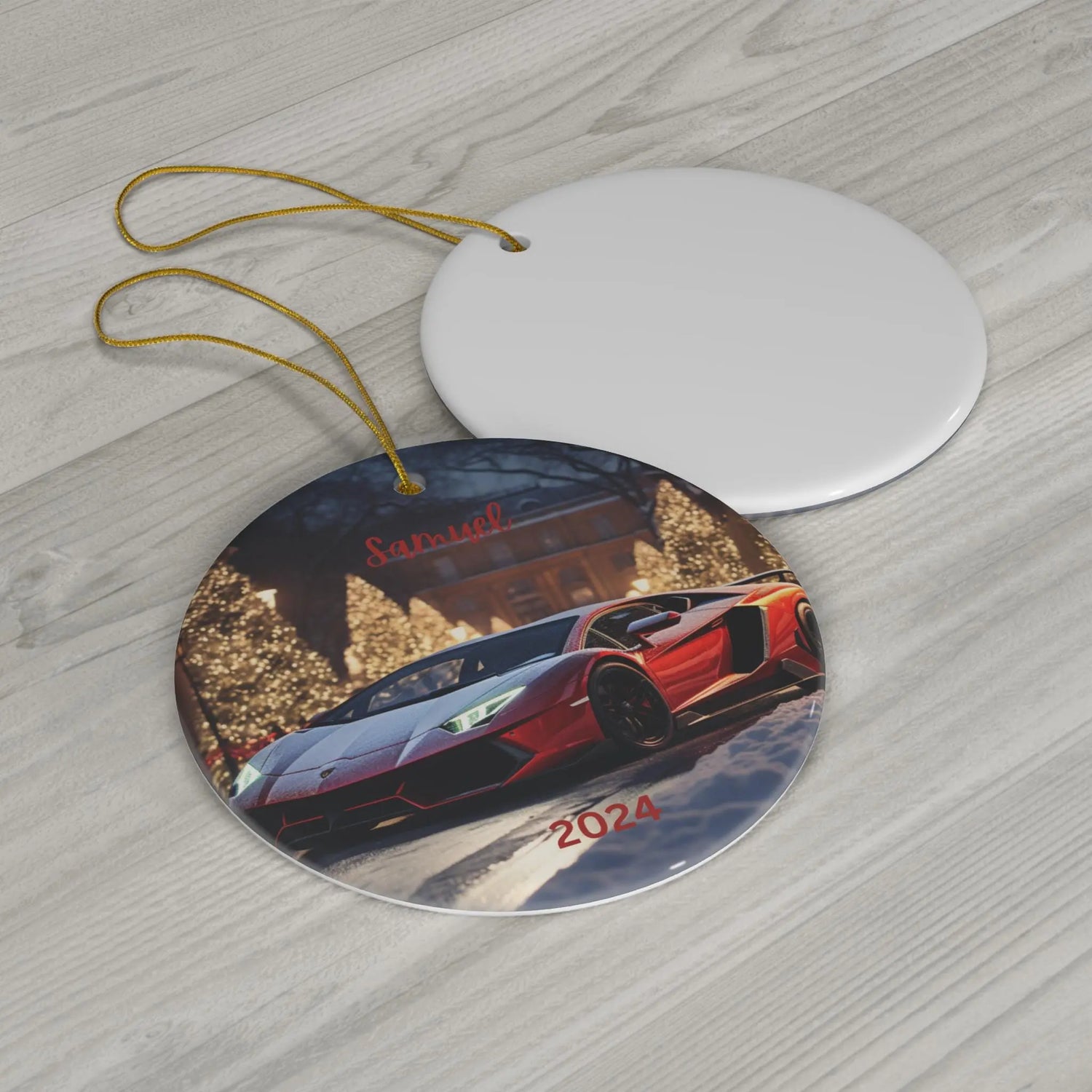 Ceramic Ornament, Personalized Exotic Car Holiday Decoration, Red Lamborghini Xmas Tree Ornament, Custom Car Portrait Gift, Tree Decor The Aurora Touch