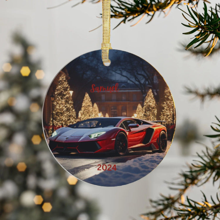 Acrylic Ornaments, Red Lamborghini, Personalized Ornament, Designer gift, Holiday Decor, Xmas gift, Tree Decor, Christmas Ornament, Custom The Aurora Touch
