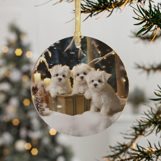 Maltese Puppy Acrylic Ornament | Dog Lover Gift | Holiday Decor | Cute Tree Decoration | Home Decoration | Small Gift Idea