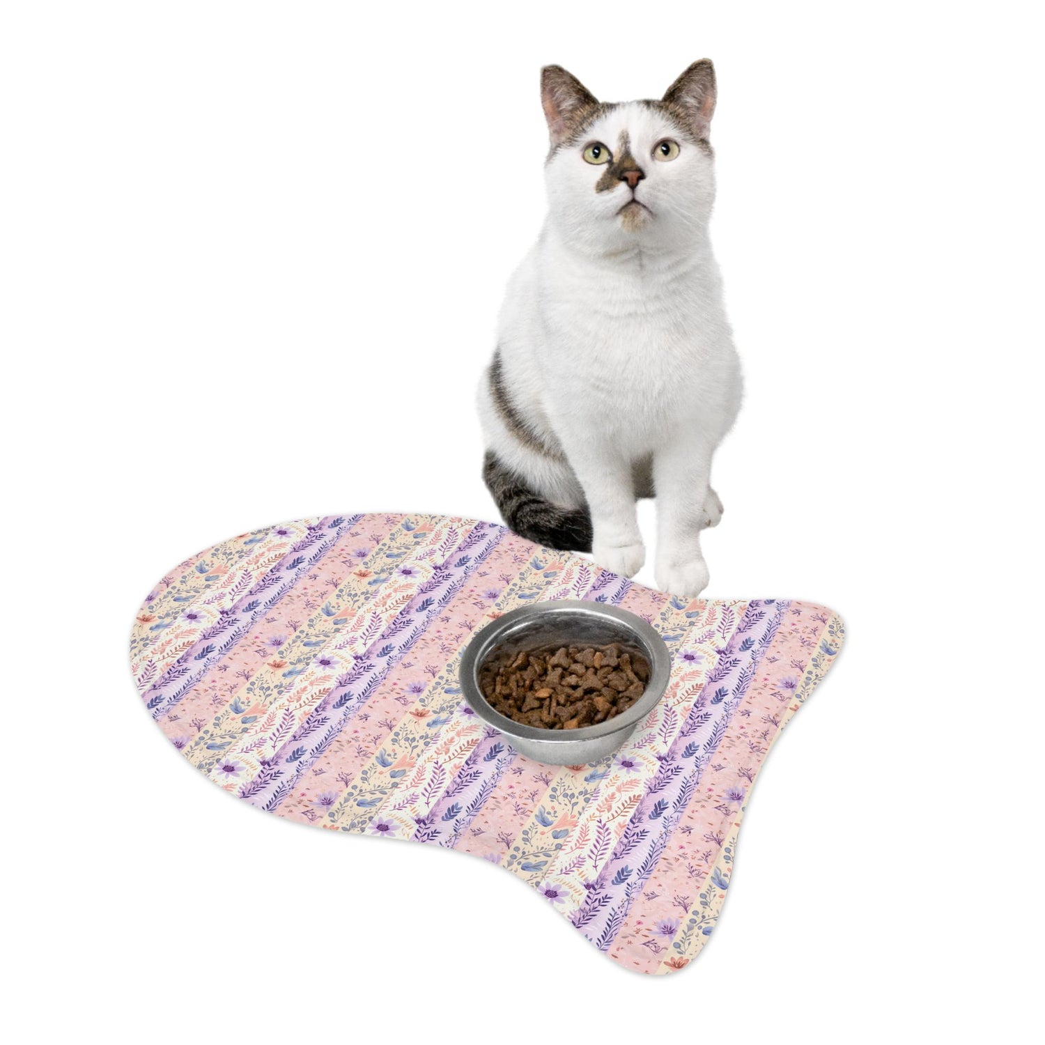 Floral Pet Feeding Mats for Stylish Dining, Dog Dish Mat, Kitty Bowl Mat, Non-Slip Animal Feeding Pad, Pet Decor Gift