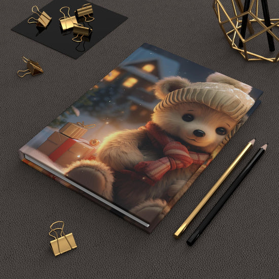 Christmas Teddy Bear Hardcover Journal Matte, Holiday Gift Cute Notebook, Personal Diary, Christmas Notebook, Holiday Journal
