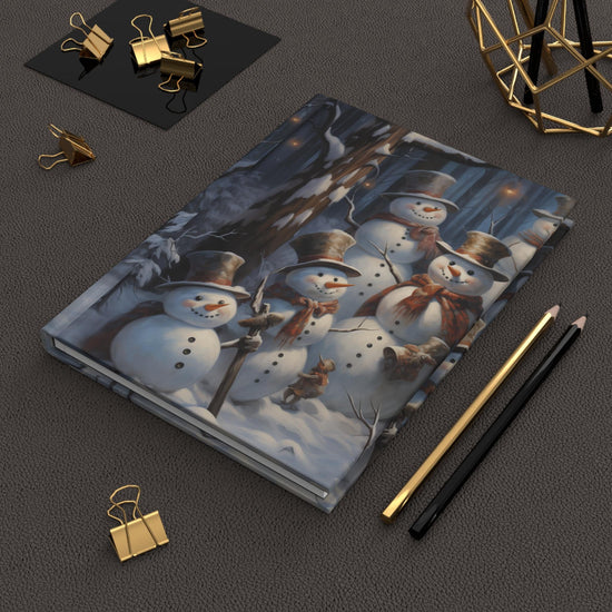 Snowman Hardcover Journal Matte, Holiday Xmas Decor Daily Diary - Christmas Gift, Notebook, Hardcover notebook, Xmas notebook