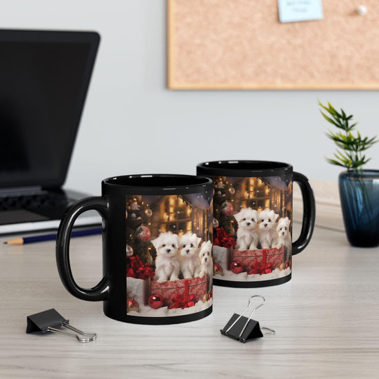 Taza navideña de 11 oz con diseño de cachorro, ideal para amantes de los cachorros, regalo navideño, regalo de Navidad, regalo para hija, taza decorativa, regalo para ella.