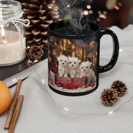 Taza navideña de 11 oz con diseño de cachorro, ideal para amantes de los cachorros, regalo navideño, regalo de Navidad, regalo para hija, taza decorativa, regalo para ella.
