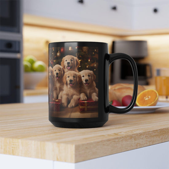 Xmas 15oz. Novelty Mug, Puppy Design, Golden Retriever Art, Dog Portrait, Christmas gift, Stocking Stuffer, Gift for Teacher