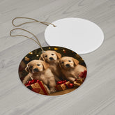 Ceramic Ornament, Golden puppies, Xmas tree decorations, Tree ornaments, Fancy decorations, Dog lovers delight, Home Decor, Holiday gift The Aurora Touch
