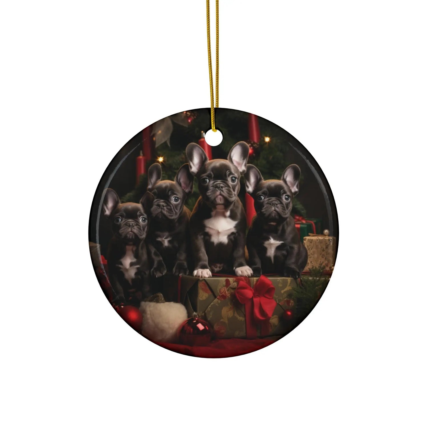 Ceramic Holiday Ornament, Frenchie dogs, Xmas ornaments, Designer ornaments, Dog Lover Ornaments, Xmas tree Decor The Aurora Touch