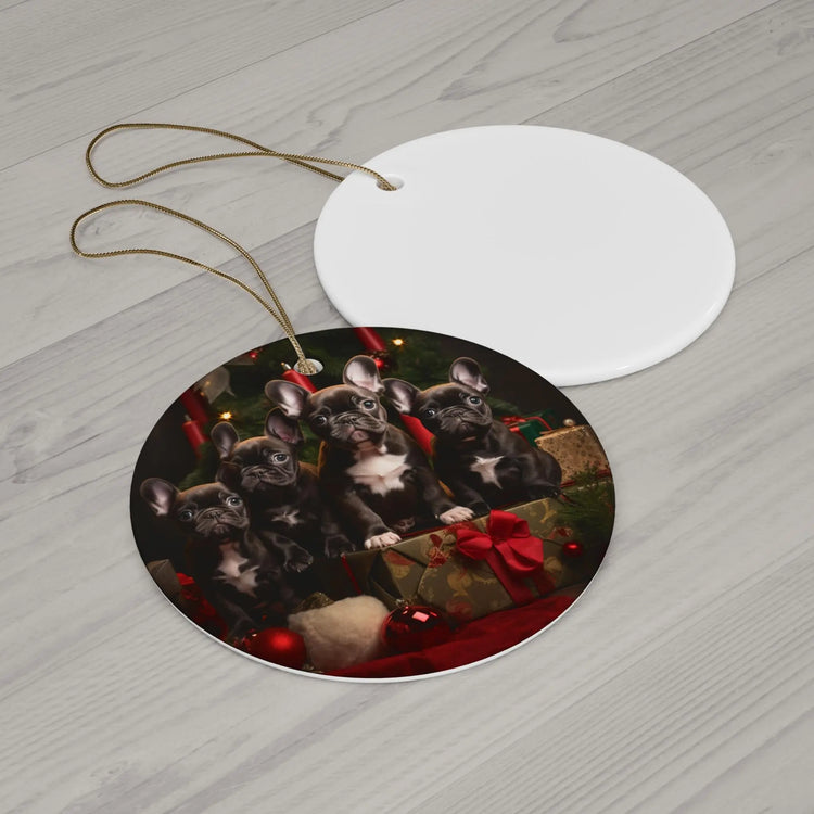 Ceramic Holiday Ornament, Frenchie dogs, Xmas ornaments, Designer ornaments, Dog Lover Ornaments, Xmas tree Decor The Aurora Touch