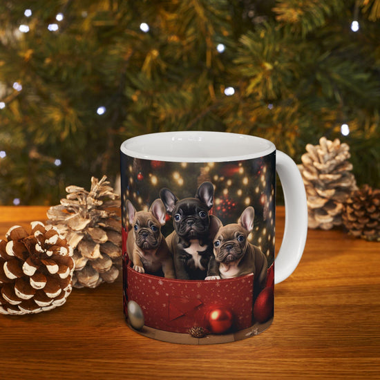 Frenchie Xmas Ceramic Mug 11oz | Puppy Lover Christmas Mug | Holiday Mug | Xmas Gift for Mom | Custom Mug | Holiday Decor | Morning Mug