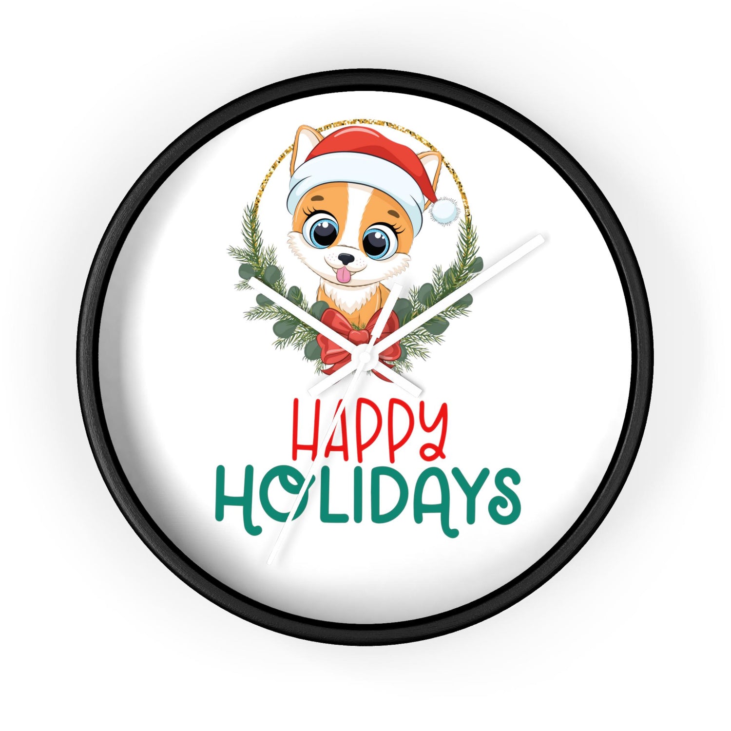 Holiday Santa Pet Wall Clock, Kitchen Clock, Xmas Gift, Best Gift, Colleague Gift, Gift for Veterinarian