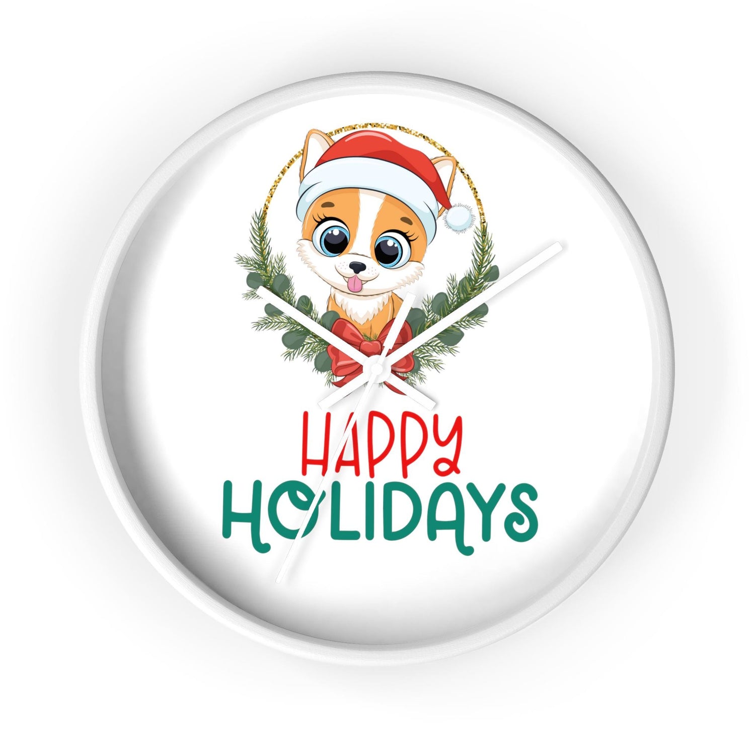 Holiday Santa Pet Wall Clock, Kitchen Clock, Xmas Gift, Best Gift, Colleague Gift, Gift for Veterinarian