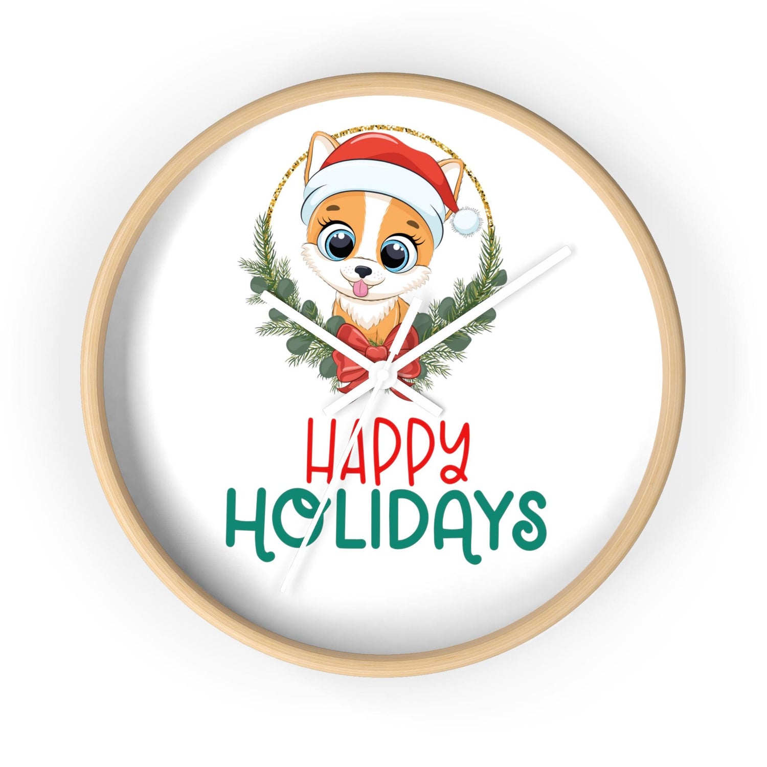 Holiday Santa Pet Wall Clock, Kitchen Clock, Xmas Gift, Best Gift, Colleague Gift, Gift for Veterinarian