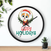 Holiday Santa Pet Wall Clock, Kitchen Clock, Xmas Gift, Best Gift, Colleague Gift, Gift for Veterinarian